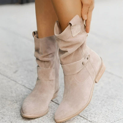 Suede Slouch Mid Calf Boots