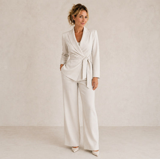 Tie Waist Blazer Pant Set