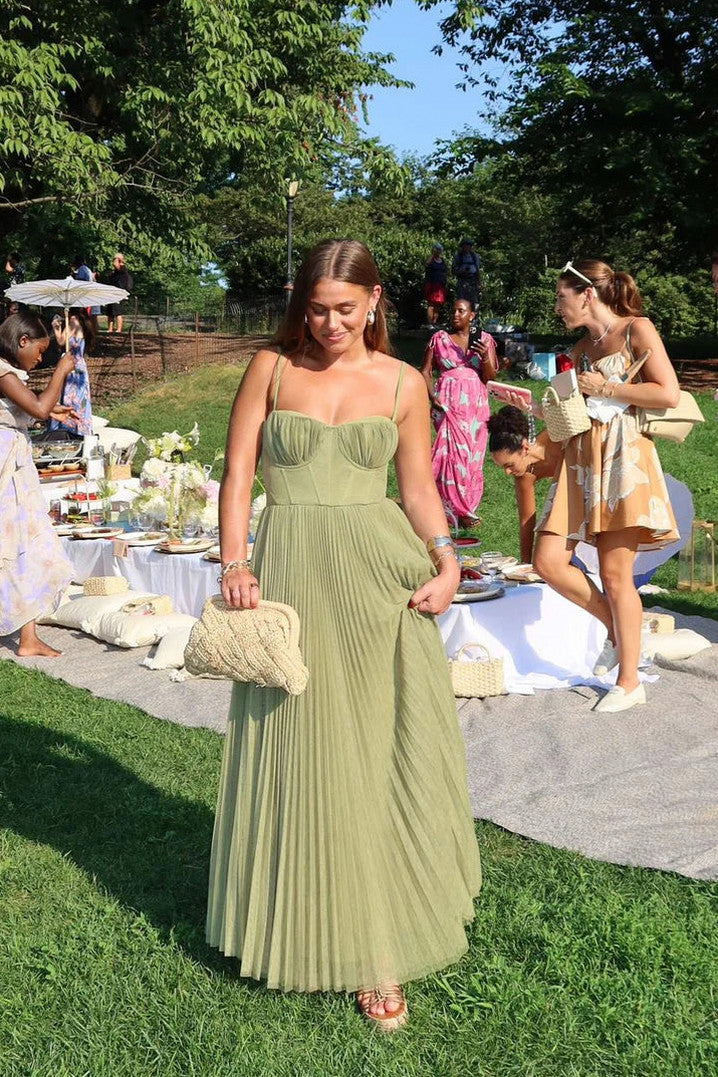 Tulle Corset Pleated Maxi Dress