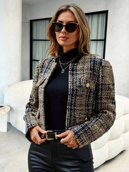 Tweed Plaid Cropped Jacket
