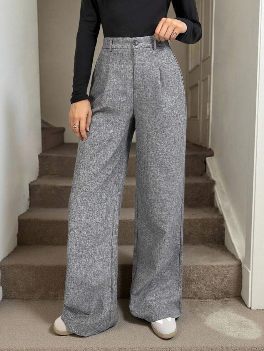 Tweed Pleated Wide Leg Pants