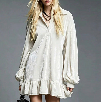 Velvet Long Sleeve Mini Dress