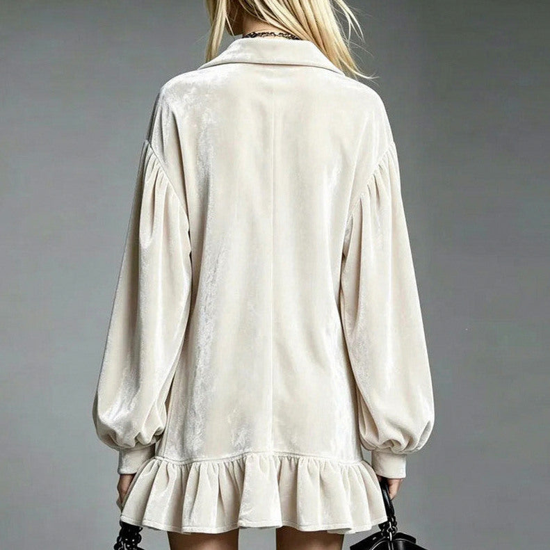 Velvet Long Sleeve Mini Dress