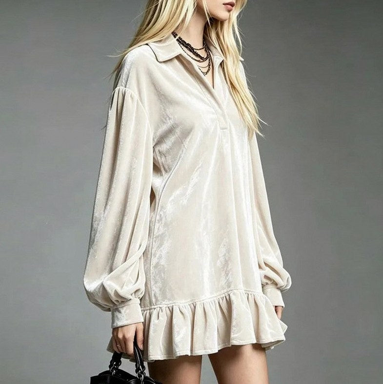Velvet Long Sleeve Mini Dress