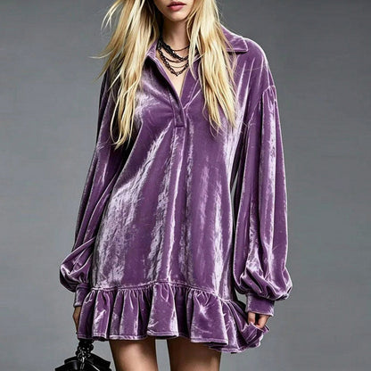 Velvet Long Sleeve Mini Dress