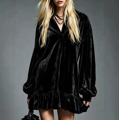 Velvet Long Sleeve Mini Dress