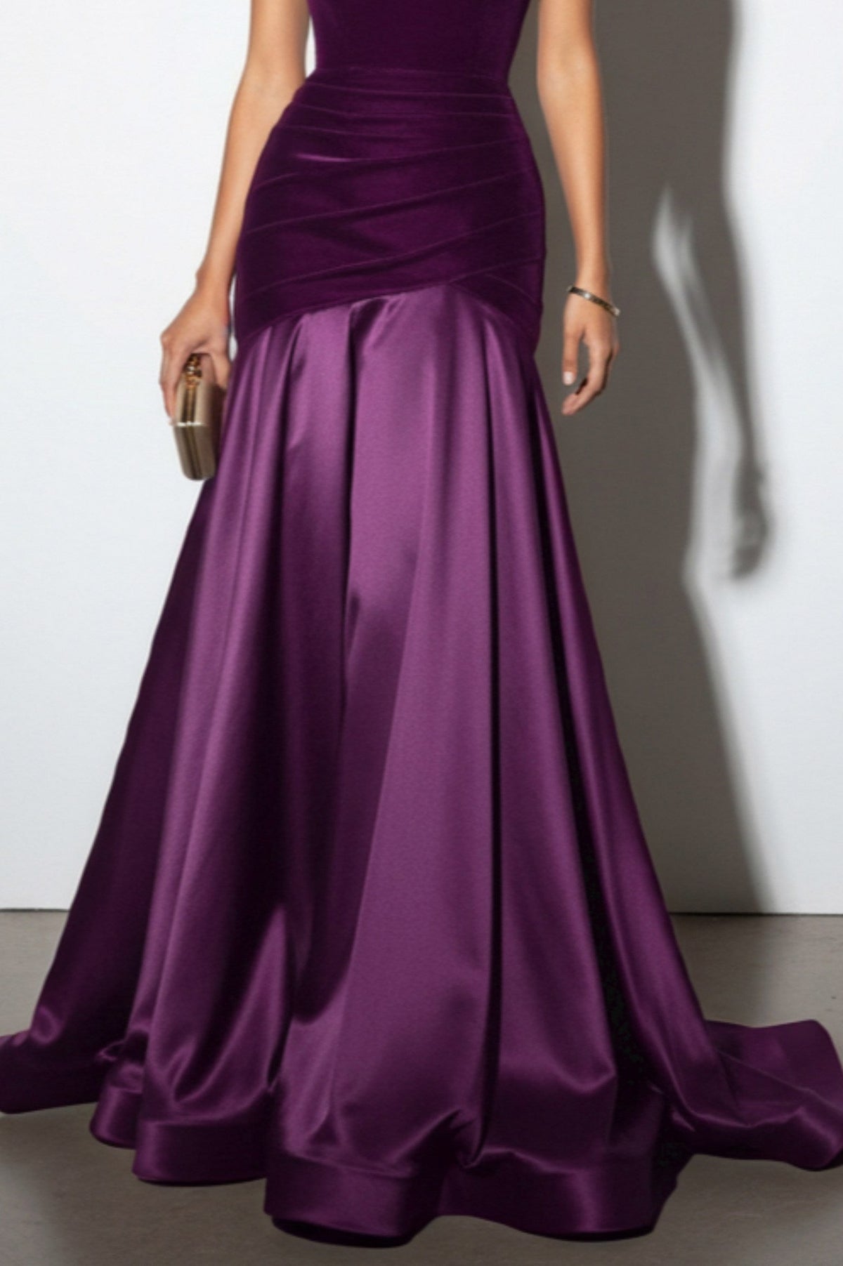 Velvet One Shoulder Pleated Maxi Dress